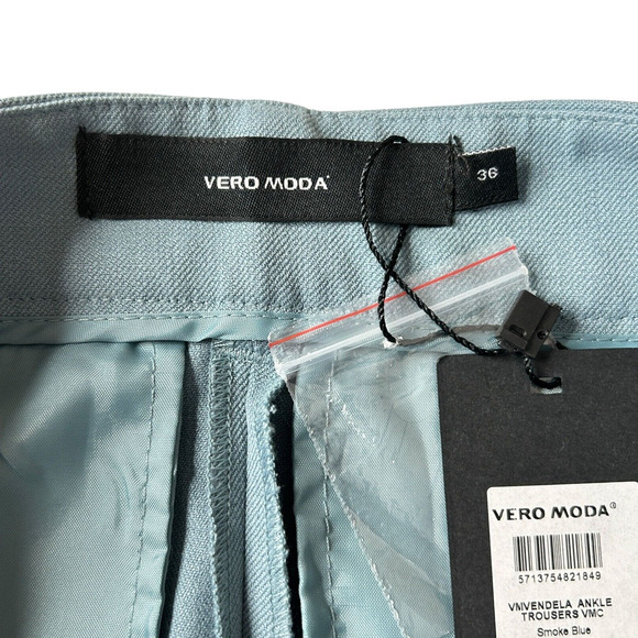 Vero Moda Vendela Ankle Trousers VMC High Rise Smoke Blue Women's 4 NWT - Picture 3 of 11